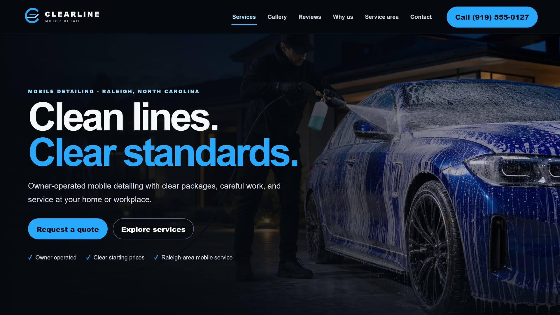 Clearline Motor Detail website preview