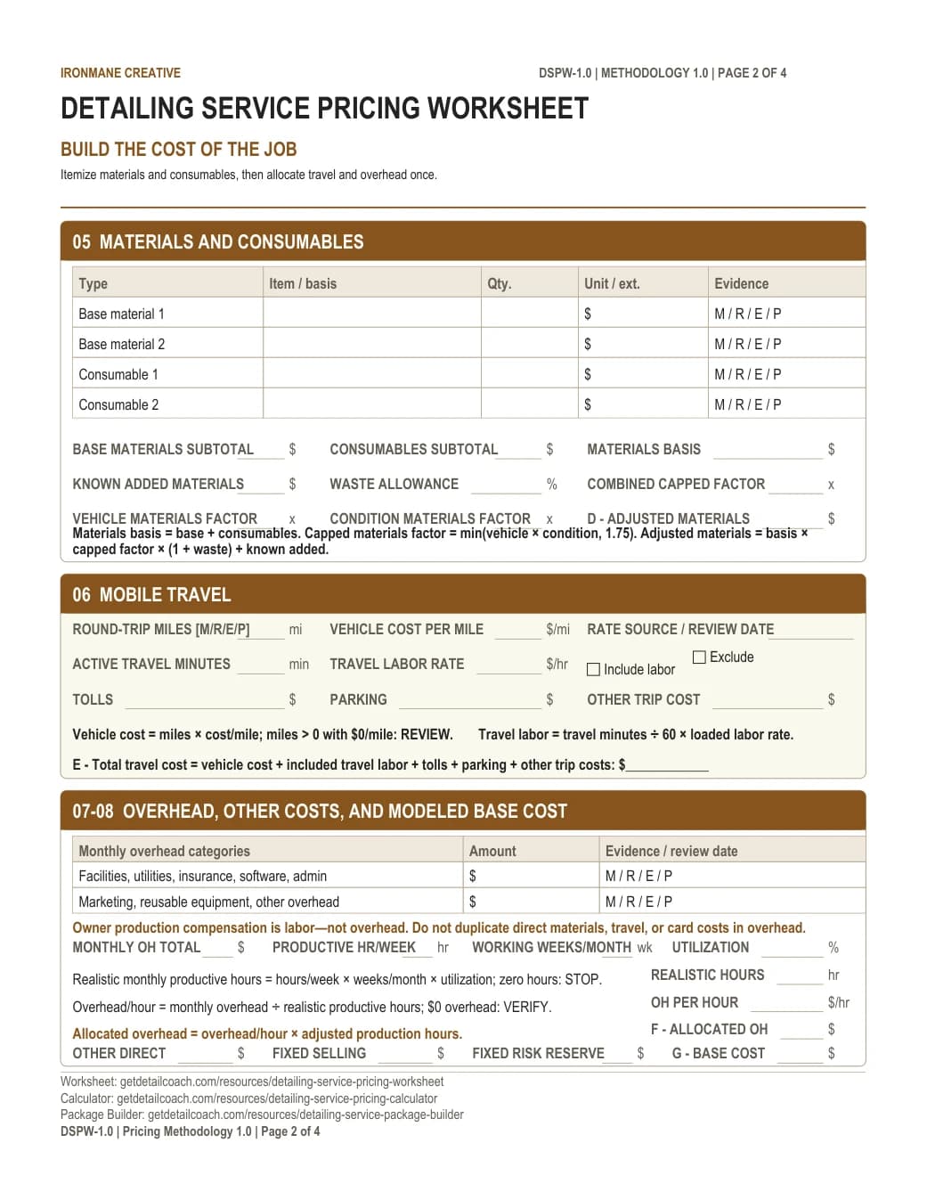 Preview of page 2, build the cost of the job