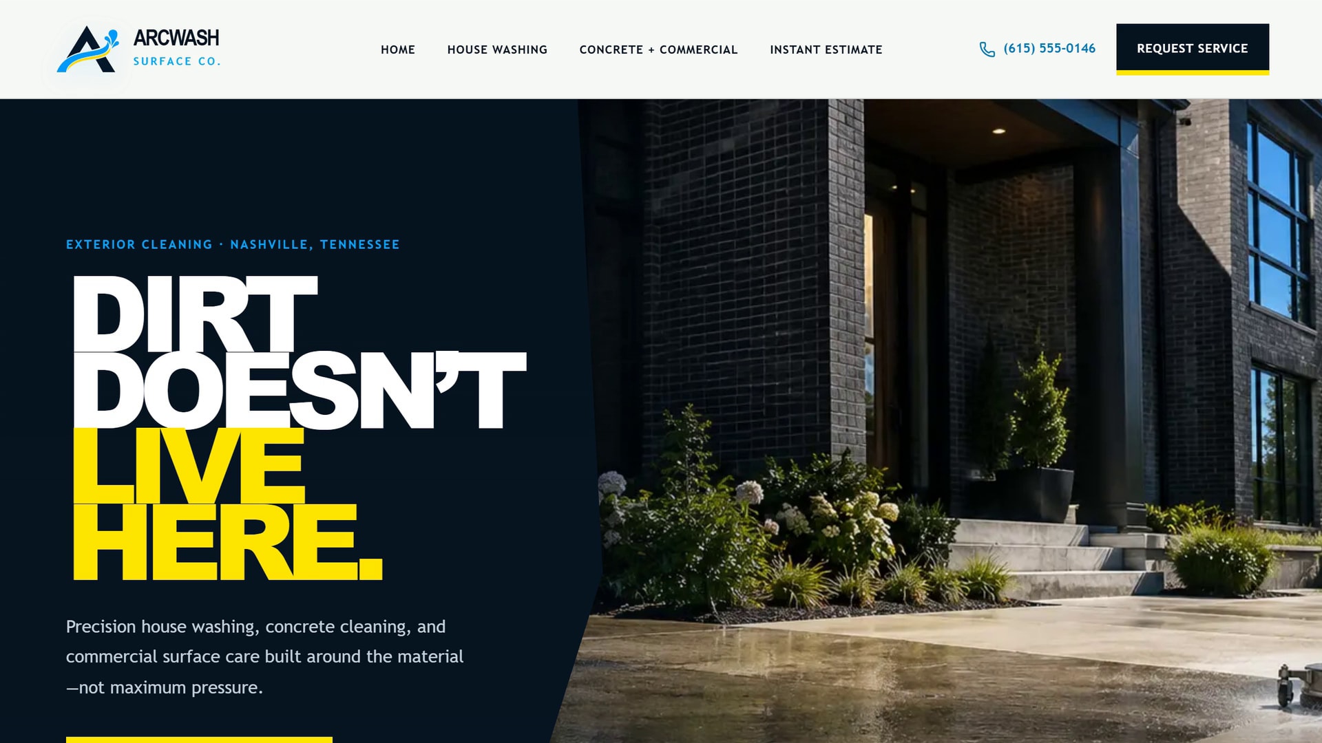 Arcwash Surface Co. website on a laptop